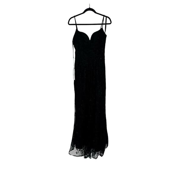 Mac Duggal Embellished Sleeveless Illusion Bodice Gown Black Size 6 NWT - Picture 10 of 13